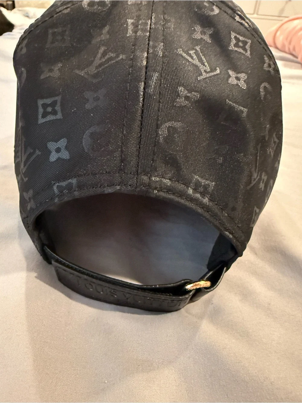 LV black leather/nylon hat baseball cap